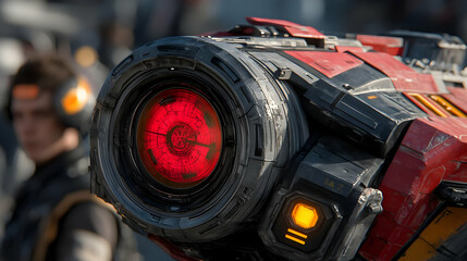 Fototapeta premium Red and Black Futuristic Machine Illustration