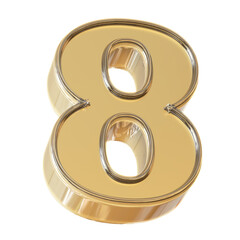 Gold 3D Number 8