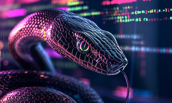 a snake with digital background
