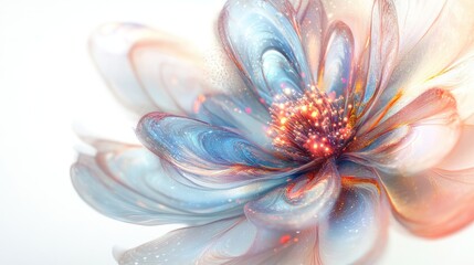Obraz premium flower with swirling colors and geometric shapes, creating a mesmerizing effect. The flower appears to be in a state of transformation,