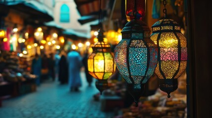 Ornamental Lanterns in a Moroccan Market