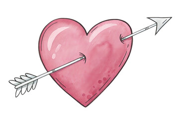 pink heart with white arrow passing through it, symbolizing love and affection. This vibrant illustration captures essence of romance and passion