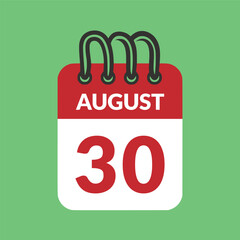 August 30 Calendar icon vector illustration.