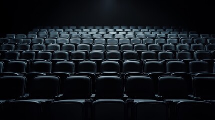 Obraz premium Atmospheric Theater Setting with Rows of Empty Seats and Dramatic Lighting