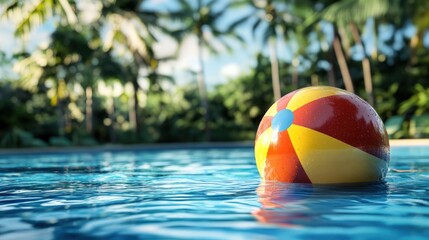 Beach Ball Floating in a Pool