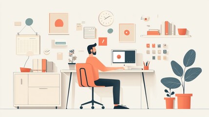 Embracing Hybrid Work: Blending the Office and Home Environments in Illustration