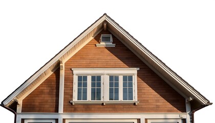 Wooden cottage with a green roof nestled amidst lush greenery, offering a serene escape