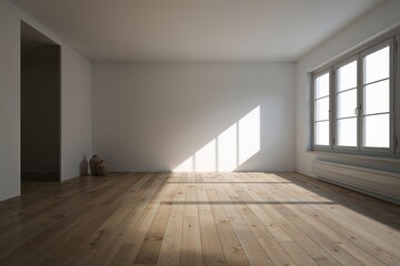 Innovative Interior Design Abstract Light Room with Oak Flooring and Window Shadow Play