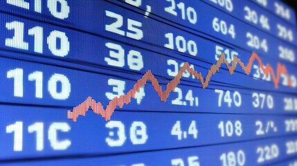Obraz premium Close-Up of Stock Market Chart Displaying Financial Trends Over Time with Fluctuating Price Movements and Data Indicators