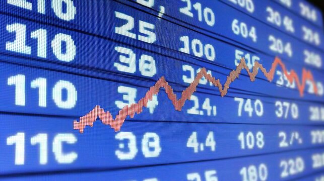 Close-Up of Stock Market Chart Displaying Financial Trends Over Time with Fluctuating Price Movements and Data Indicators
