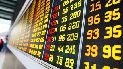 Digital Financial Market Data Displayed on Electronic Screen with Various Numeric Values and Charts for Real-Time Analysis of Trading Performance