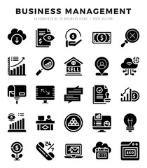 Set of Glyph Business Management Icons. Glyph art icon. Vector illustration