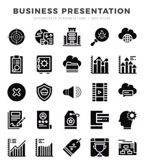 Business Presentation Glyph icons. Vector Glyph illustration.