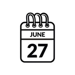 June 27 Calendar icon vector illustration.
