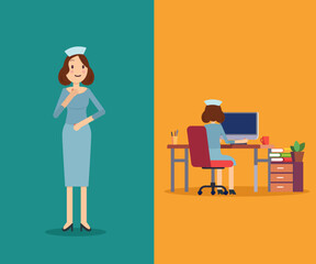 Nurse Vector Illustration an Activity in the Hospital