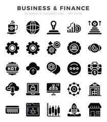 Set of Business & Finance Icons. Simple line art style icons pack.