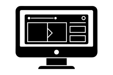 Monitor with Design Software Interface | isolated vector illustration on white background