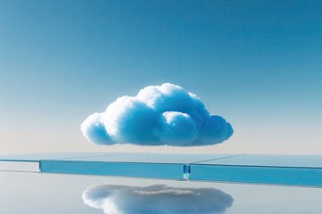 Serene Blue Cloud Floating on Clear 3D Surfaces