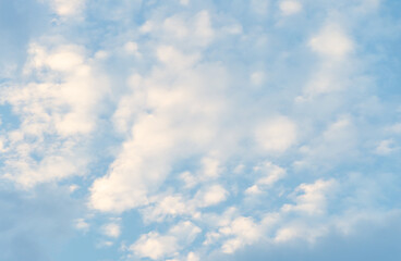 Full frame cloud background with bright sky, Pure white clouds like soft cotton. Abstract natural background concept