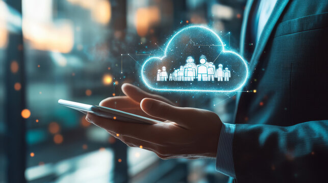 A company HR team accessing a cloud-based platform to manage employee data, performance evaluations, and recruitment processes remotely