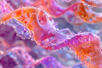 Collagen Triple Helix: A close-up of the collagen triple helix, illustrating the three intertwined polypeptide chains providing structural support 