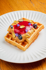 belgian waffle with fresh berries