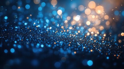 Abstract cool blue bokeh lights on a dark background creating a mesmerizing and artistic effect