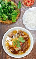 Bun Cha Vietnam food. Vietnamese Grilled Pork with noodle and sweet sauce. Buncha. Vietnamese Grilled Pork Meatballs with Vermicelli Noodles Bun Cha - hanoi