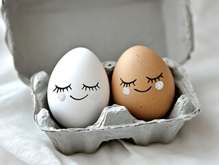 Cute Egg Couple with Painted Faces