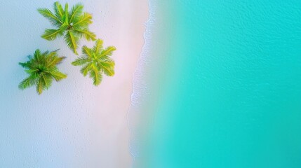 A white sandy beach with turquoise waters and palm trees swaying in the breeze, evoking a sense of paradise and relaxation.