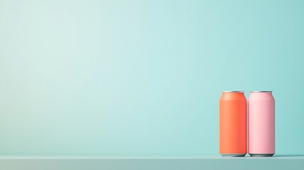 Fototapeta premium Sleek and Futuristic Sports Drink Cans Radiating Natural Energy and Sugar Free Vitality