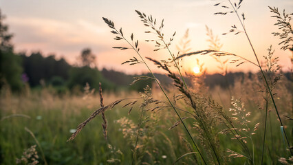 Obraz premium sunset in the grass