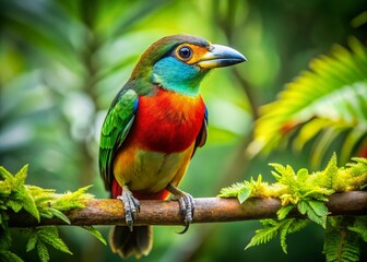 Obraz premium Captivating Hembra de Curruca Cabecinegra Perched Amongst Vibrant Green Foliage in Nature’s Splendor, Showcasing Its Distinctive Features in Stunning Detail
