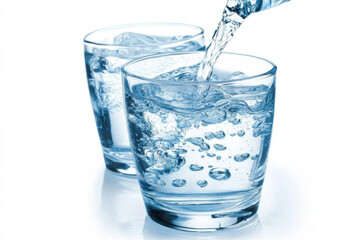 Water pouring into a glass.