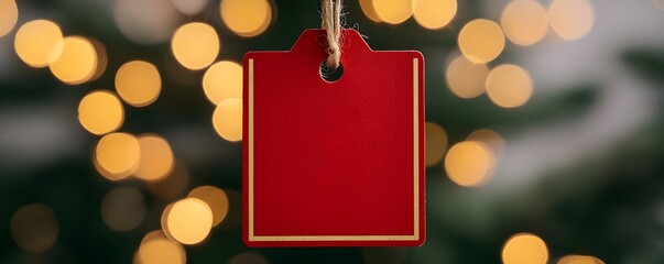 Red Tag with Bokeh Background for Holiday Decor