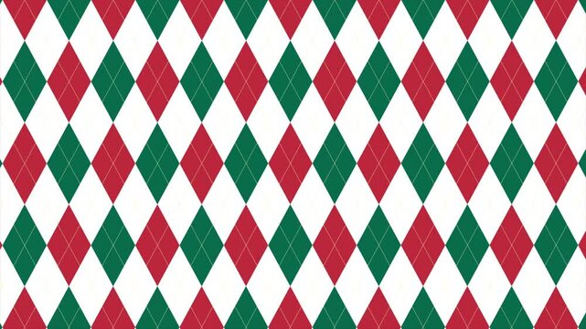 Argyle pattern diagonal with Gold Accent Lines scroll loop background, Christmas Background