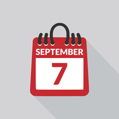 September 7 Calendar icon vector illustration.