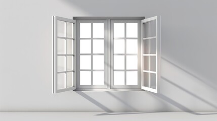 Fototapeta premium Realistic Window Light and Shadow - a striking and atmospheric visual. The interplay of light and shadow creates a dynamic and inviting ambiance, enhancing the realism of the scene.