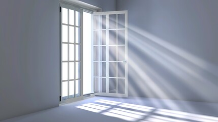 Obraz premium Realistic Window Light and Shadow - a striking and atmospheric visual. The interplay of light and shadow creates a dynamic and inviting ambiance, enhancing the realism of the scene.