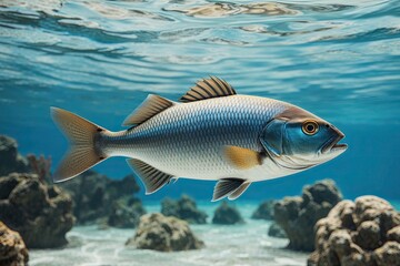 Fototapeta premium Isolated Fish Swimming in Clear Aquatic Waters 3D Render