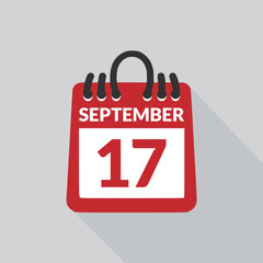 September 17 Calendar icon vector illustration.