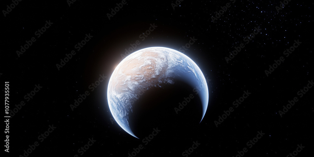 Canvas Prints 3d planet earth in space universe with shiny star dark blue technology science background with copy 