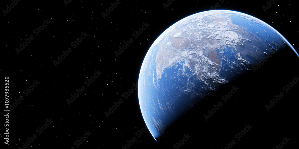 Canvas Prints 3d planet earth in space universe with shiny star dark blue technology science background with copy 