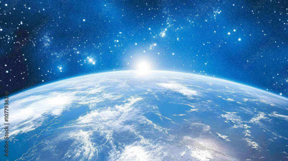 Canvas Prints 3d planet earth in space universe with shiny star dark blue technology science background with copy 