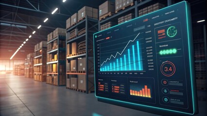 Obraz premium Advanced data analytics dashboard in a modern warehouse