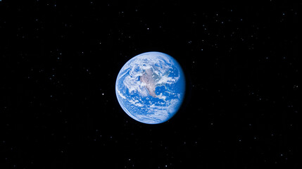 Obraz premium 3D planet earth in space universe with shiny star dark blue technology science background with copy space. astronomy starry sky shimmering glow wallpaper