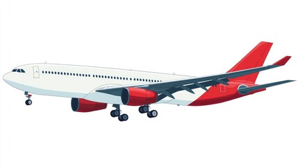 Fototapeta premium Airplane in Flight - White and Red