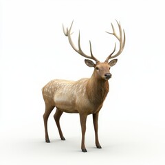 Obraz premium Majestic Stag with Antlers on White Background