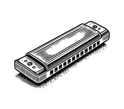 black and white harmonica drawing clip art preview