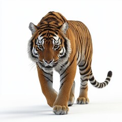 Obraz premium Majestic Tiger Walking on White Background